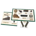 A group of German World War II military memorabilia, including a name plate from an Albatross German