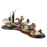 A Border Fine Arts sculpture of six mallards, limited edition 152/1250, designed by Richard Roberts,