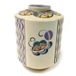 A Carter Stabler Adams Poole pottery vase, of fluted cylindrical form, painted with abstract flowers