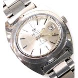 A Tissot Seastar stainless steel cased gentleman's wristwatch, oval silver dial with batons, centre