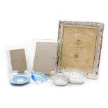 A group of collectables, to include two Galway Irish Crystal photograph frames, 19cm x 15cm, and 24c