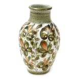 A Denby Glyn Colledge design pottery vase, of shouldered ovoid form, painted with flowers, impressed