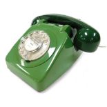 A GPO green two tone telephone, dial marked for Welton 60912.