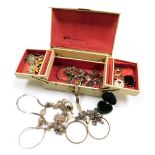 Silver and costume jewellery, including a silver ballerina brooch, necklaces, silver filigree bracel