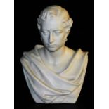 A late 19thC Copeland parian bust modelled as Prince Albert, sculpted by Marshall Wood 1863, impress