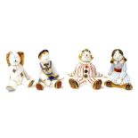 Four Royal Crown Derby porcelain paperweights from the Treasures of Childhood Series, comprising Flo