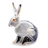 A Royal Crown Derby porcelain Starlight Hare paperweight, an exclusive for the Royal Crown Derby Col