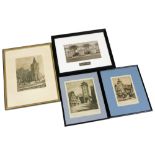 A group of pictures, to include an early 20thC phototropic print of Fountains Abbey, 13cm x 22cm, af