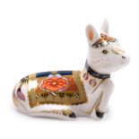 A Royal Crown Derby porcelain Holly Donkey porcelain paperweight, signature edition for Govier's of