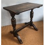 A Jacobean style oak table, with baluster supports and shaped feet, 70cm high, 70cm wide, 46cm d