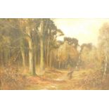 Henry Hadfield Cubley (1858-1934). In the woods, Dorrington, oil on canvas, 50cm x 75cm.