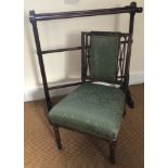 An Edwardian rosewood nursing chair, upholstered in green fabric, 72cm high, and a Victorian mahogan