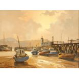 Don Micklethwaite (20thC School). Scarborough Harbour scene, oil on board, signed, 30cm x 40cm.