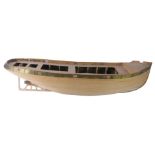 A matchstick boat, with moulded base and brass edge,18cm high, 83cm wide.