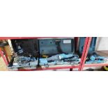 A group of three Makita 110 volt tools, including planer, JR3050T reciprocating saw and a TW0200 imp