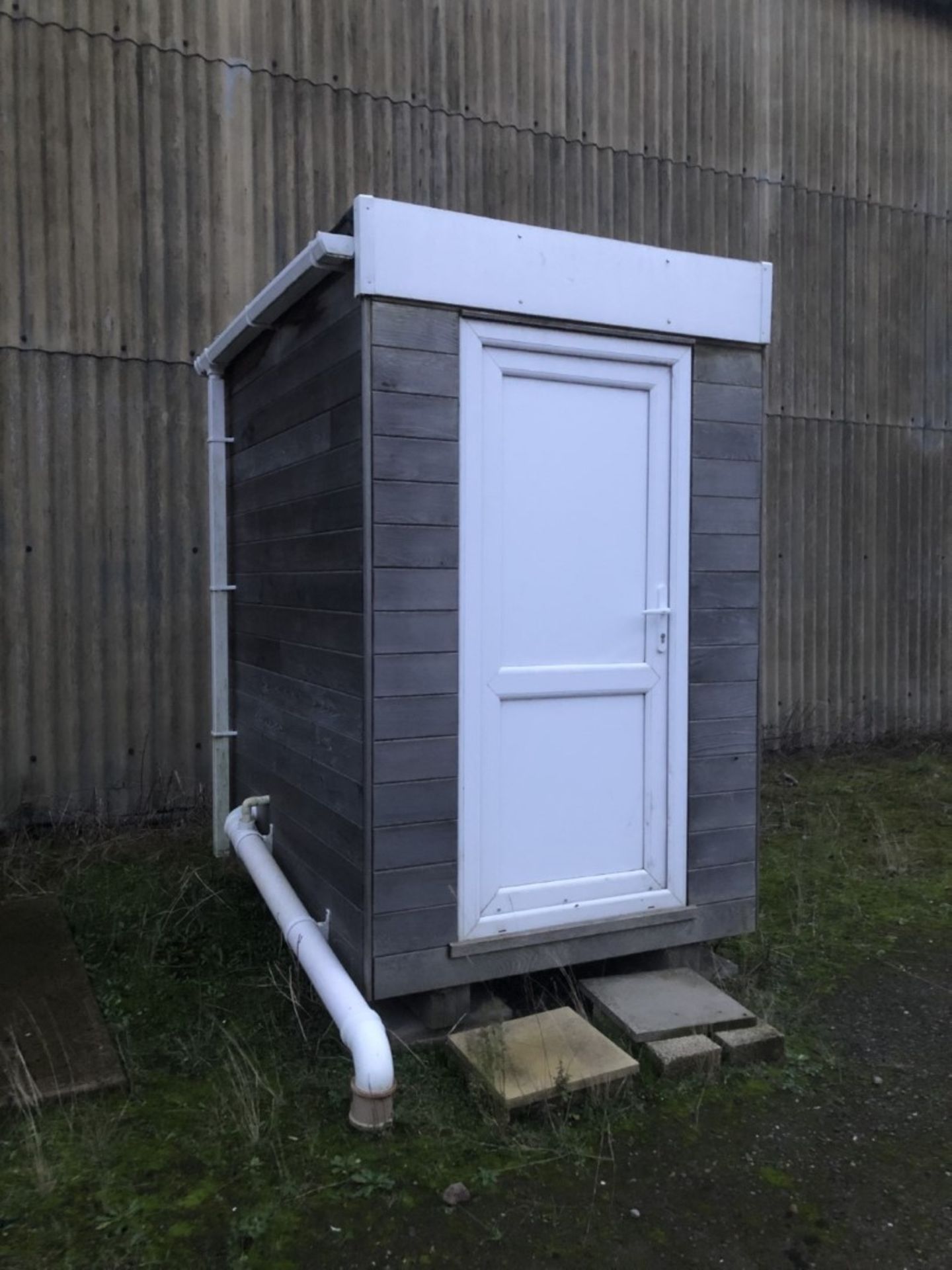 A modular toilet, 1.6m wide, 2.1m long, and Smoking Shelter of similar size, (2) For Sale by TENDER,