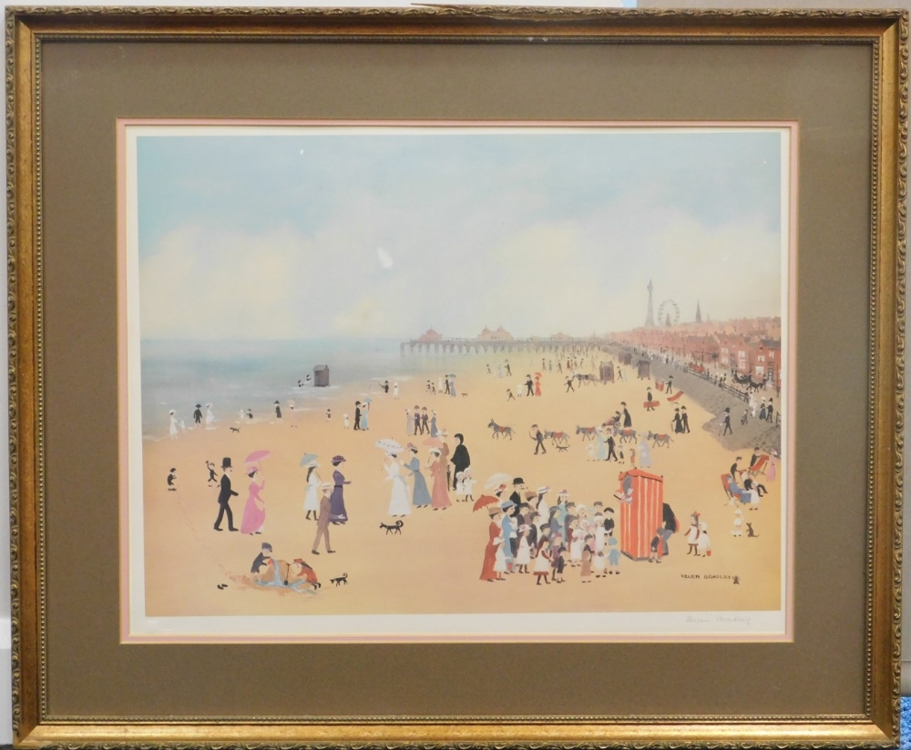 Helen Bradley (1900-1979). Blackpool Sands, artist signed print, watermarked HDK., 47cm x 62cm. - Image 2 of 4