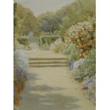 20thC School. Path and shrubs before trees, watercolour, unsigned, 33cm x 26cm.