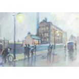 •Reg Gardner (b.1948). Hill Street, Ancoats, Manchester, pastel, initialled, attributed verso, 12cm