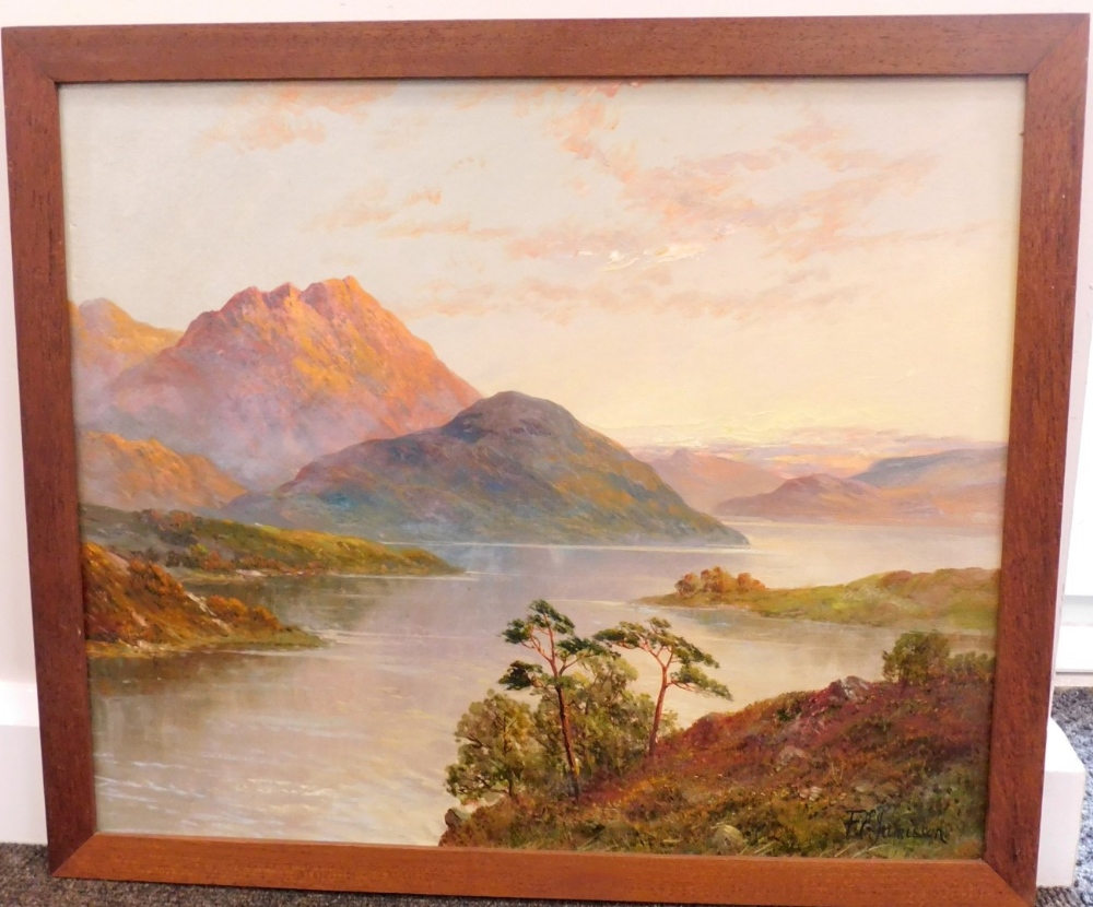 Francis E. Jamieson (1895-1950). Highland landscape, oil on board, signed, 49cm x 59cm and another s - Image 2 of 5