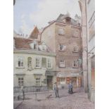 Richard Moser (1874-1924). Wien Griechengasse, watercolour, signed, titled and dated 1916, 32cm x 25