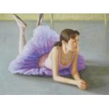 Rashit Habirov (b.1953). Ballerina in lilac, oil on board, signed and dated (20)02, label verso, 34c