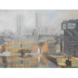 A. A. Clayton (fl.1955). Lincoln Cathedral from the Brayford, mixed media, signed, 46cm x 53cm.