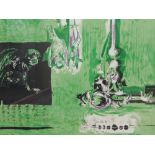 Graham Sutherland (1903-1980). Hanging form owl and bats 1957, artist signed print, 50cm x 64cm.