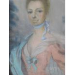 English School. Lady in 19thC dress, portrait, three quarter profile, pastel, unsigned, 37cm x 28cm.