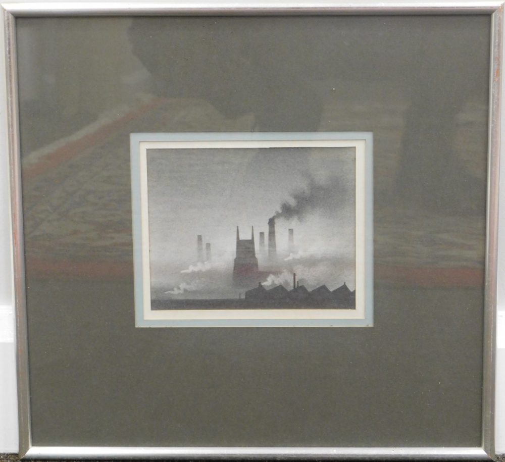 •Trevor Grimshaw (1947-2001). Church and factory landscape, pencil on paper, signed, 14cm x 16cm. - Image 2 of 3