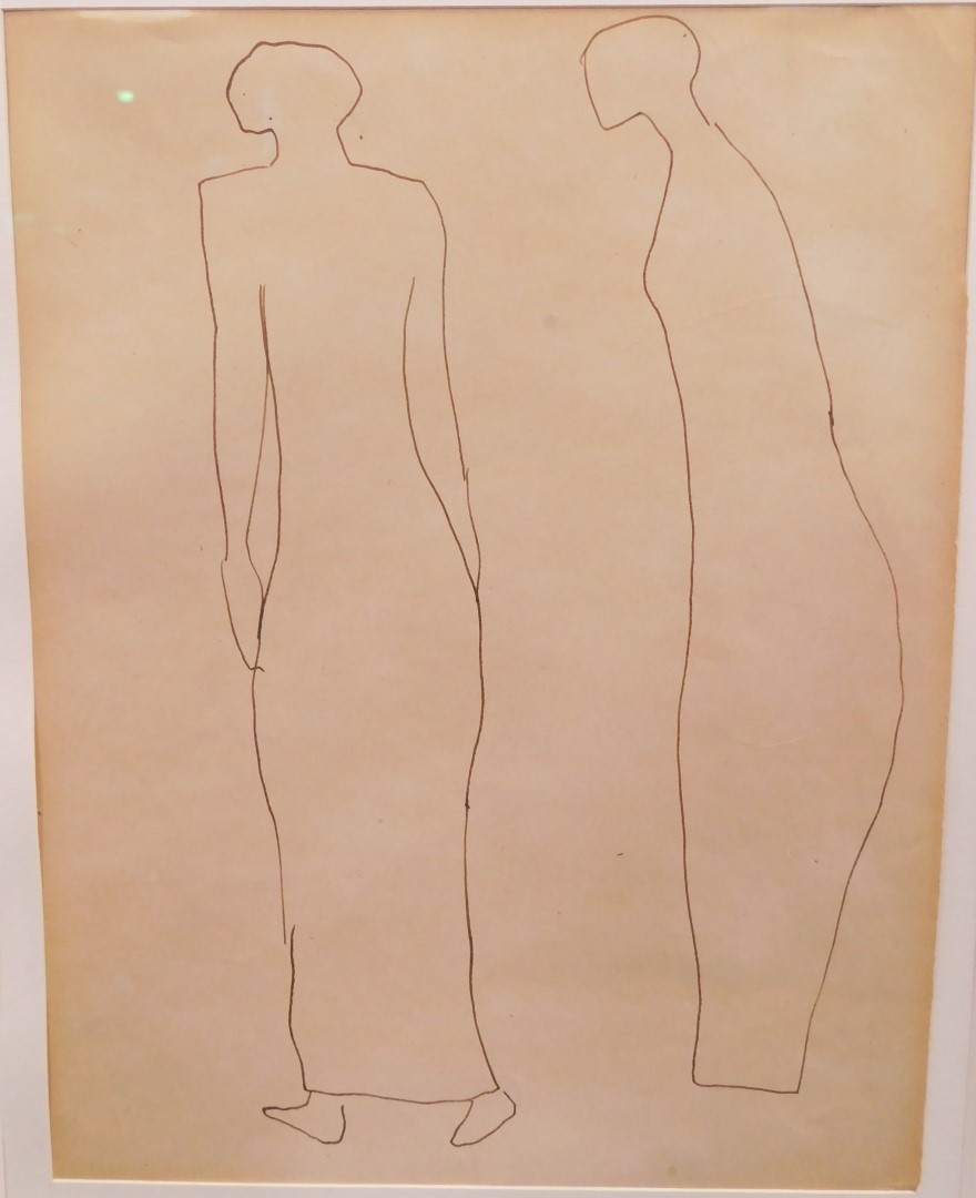 Henri Gaudier-Brzeska (1891-1915). Silhouettes (Promenaders) 1913, black ink on linen paper, with a