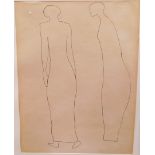 Henri Gaudier-Brzeska (1891-1915). Silhouettes (Promenaders) 1913, black ink on linen paper, with a