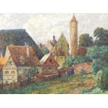 Hugo Kreyssig (1873-1939). Munchen after Stadtvieztep, Bavaria, oil on canvas, attribution verso, 59