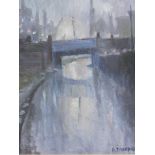 •Reg Gardner (b.1948). Ashton Canal No. 2, oil on canvas, signed, titled verso, 30cm x 24cm.