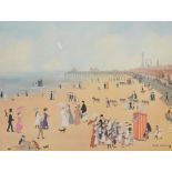 Helen Bradley (1900-1979). Blackpool Sands, artist signed print, watermarked HDK., 47cm x 62cm.