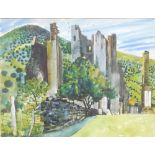Rigby Graham (1931-2015). Llanthony Abbey, watercolour, 1990, label with Goldmark Gallery and handwr