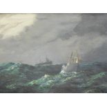 Thomas Pitta** (20thC School). Boats on stormy seas, oil on canvas, indistinctly signed, stamped ver