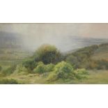 20thC School. Cloud burst over Nailsea, watercolour, unsigned, attributed to the mount, 28cm x 49cm.