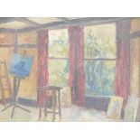 J. A. Oliver (20thC). A studio window, oil on board, signed and dated 1955, Cumberland Art Gallery a