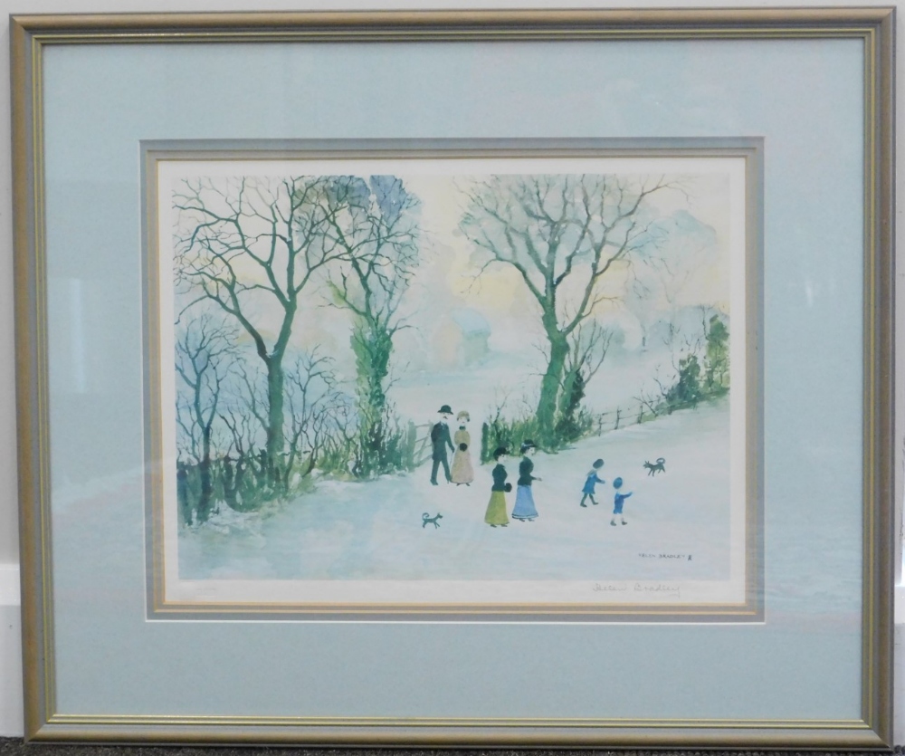 Helen Bradley (1900-1979). Going Home Through the Snow, artist signed print, watermarked FAC., 27cm - Image 2 of 4