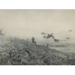 Archibald Thorburn (1860-1935). Grouse shoot in black and white, print, signed, watermarked MVO, 36c