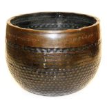 A Japanese Meiji period bronze Rin Gong singing bowl, of hammered form, inscribed to the rim, 28.5cm