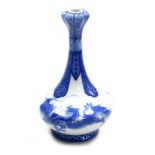 A Japanese Meiji period blue and white porcelain vase, by Makuzu Kozan, with an elongated garlic nec