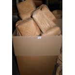 A group of woven wicker baskets, differing sizes, to include 20cm wide, etc. (1 large box) Note: VAT