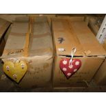 A group of painted wooden heart shaped decorations, each 17cm high. (2 boxes) Note: VAT is payable