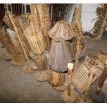 A large quantity of tiger bamboo light shades, table lamp bases, etc., various styles. Note: VAT is