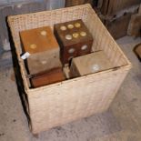 A group of hardwood decorative dice, with mother of pearl inlay. Note: VAT is payable on the hammer