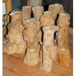A group of tree root candle holders, various sizes. Note: VAT is payable on the hammer price of this