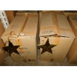 A group of gold coloured wooden star decorations, each 20cm high. (2 boxes) Note: VAT is payable on
