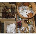 A quantity of carved wooden hanging ornaments, to include dove, 8cm high, white painted hearts, vari